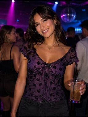 SHEIN Fuchsia Lace-Trim Slip Top-XL- lightweight & Sexy-Rave-nightlife-Date